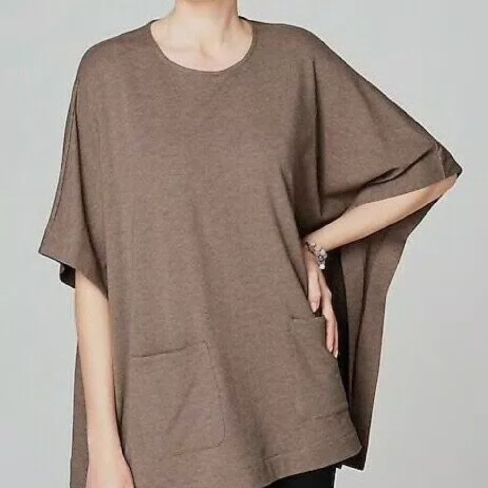 J.Jill Pure Jill Driftwood Heather Poncho pockets XSP NWT sealed fits S/M petite - Picture 3 of 9
